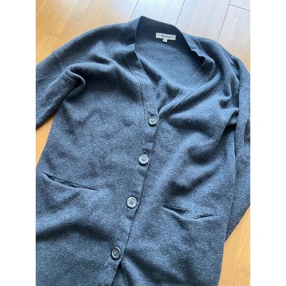Madewell Cotton Blend Grey Charcoal Sweater Cardigan - Women's XS - Picture 2 of 4